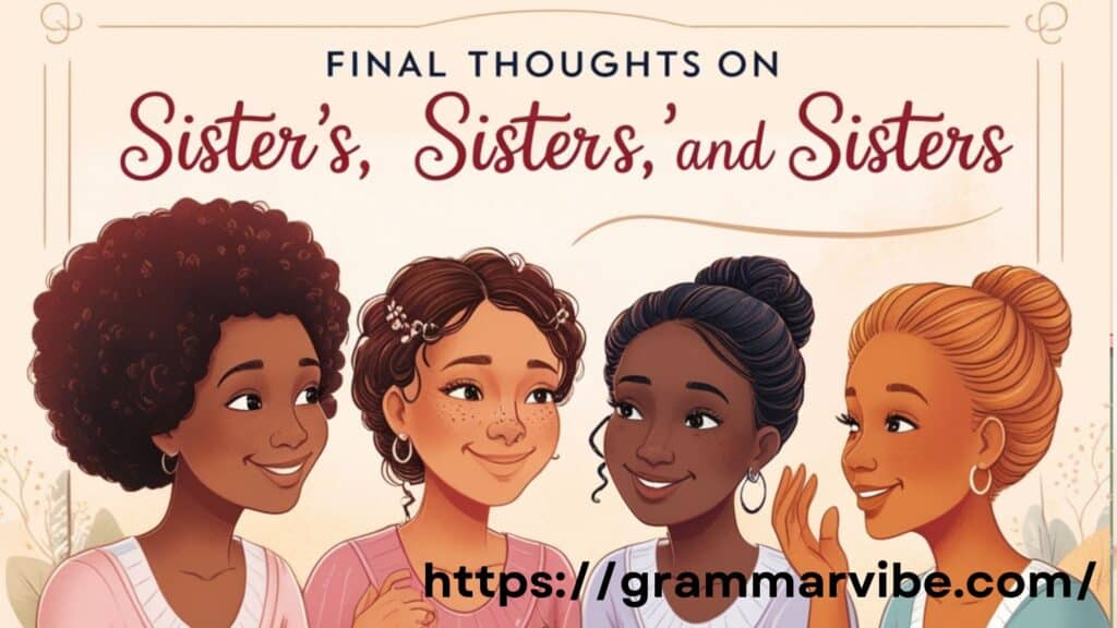 Final Thoughts on Sister’s, Sisters’, and Sisters